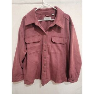 Ridgecut Women's 2X Maroon Fleece Shacket Jacket Long‎ Sleeve Button Up Pockets